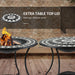 30" Outdoor Fire Pit Dining Table, 3-in-1 Round Wood Burning Fire Pit Bowl, Patio Ice Bucket with Storage Shelf, Spark Screen Cover for BBQ, Bonfire, Camping, Mosaic - DTYStore
