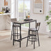 Bar Table Set with 2 Bar stools PU Soft seat with backrest, Grey, 43.31'' L x 15.75'' W x 35.43'' H. - DTYStore