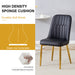 8 modern dining chairs, sleek PU backrest, and gold metal legs bring a comfortable home experience to the kitchen, bedroom, and office.Black PU Chairs with Simple Line Designs On The Backrest. - DTYStore