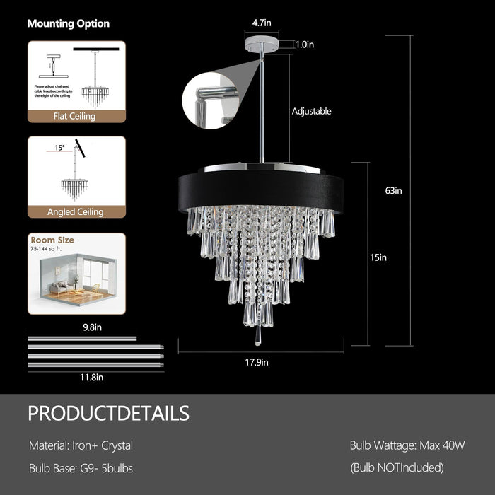 Modern Crystal Chandelier for Living-Room Round Cristal Lamp Luxury Home Decor Light Fixture - DTYStore