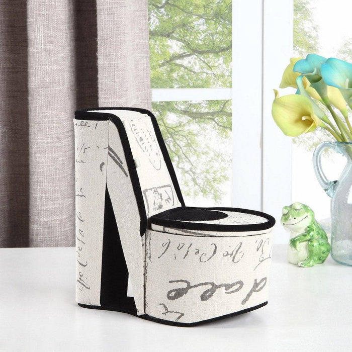 9" Tall Display Jewelry Box with Hidden Storage, High Heel Shoe Design, Stencil Letter Print - DTYStore