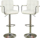 White Faux Leather Bar Stool Counter Height Chairs Set of 2 Adjustable Height Kitchen Island Stools Armrest Chairs - DTYStore