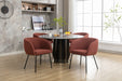 040-Set of 2 Boucle Fabric Dining Chairs With Black Metal Legs,Wine Red - DTYStore