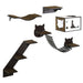 Cat Shelves with Ergonomically Curved Platform, Cozy Cat House, Bridge, Easy Stairs, and Flat Perch, Wall-Mounted Cat Tree Climbing Playground, Modern Cat Tree, Coffee Brown - DTYStore