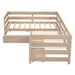 Twin Size L-shaped Platform Bed with Three Storage Drawers, Natural - DTYStore