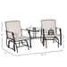 Outsunny Outdoor Glider Chairs with Coffee Table, Patio 2-Seat Rocking Chair Swing Loveseat with Breathable Sling for Backyard, Garden, and Porch, Beige - DTYStore