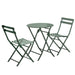 3 Piece Patio Bistro Set of Foldable Round Table and Chairs, Dark Green - DTYStore