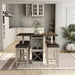 Antique White Finish Solid wood Farmhouse Design Kitchen 2pc Stools Dark Brown Chairs Linen-like Upholstered Seat Dining Room - DTYStore