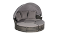 5 Pieces Outdoor Patio Round Daybed Furniture,Wicker Conversation Set with Retractable Canopy, Soft Cushions, and Storable Table for Leisure in Porch Backyard - DTYStore