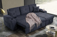 Right-Facing Sectional Sofa With Footrest, convertible corner sofa with armrest storage, living room and apartment sectional sofa, right chaise longue and dark grey - DTYStore