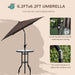 Outsunny 4 Piece Outdoor Patio Dining Furniture Set, 2 Folding Chairs, Adjustable Angle Umbrella, Wave Textured Tempered Glass Dinner Table, Black - DTYStore