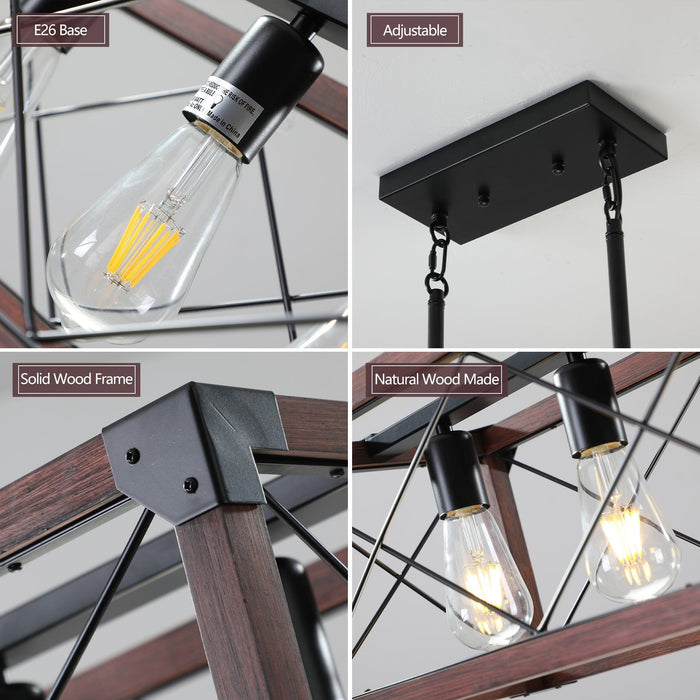 5-Light Retro Farmhouse Chandelier For Kitchen, Living room, Dining room Red(No Bulbs) - DTYStore