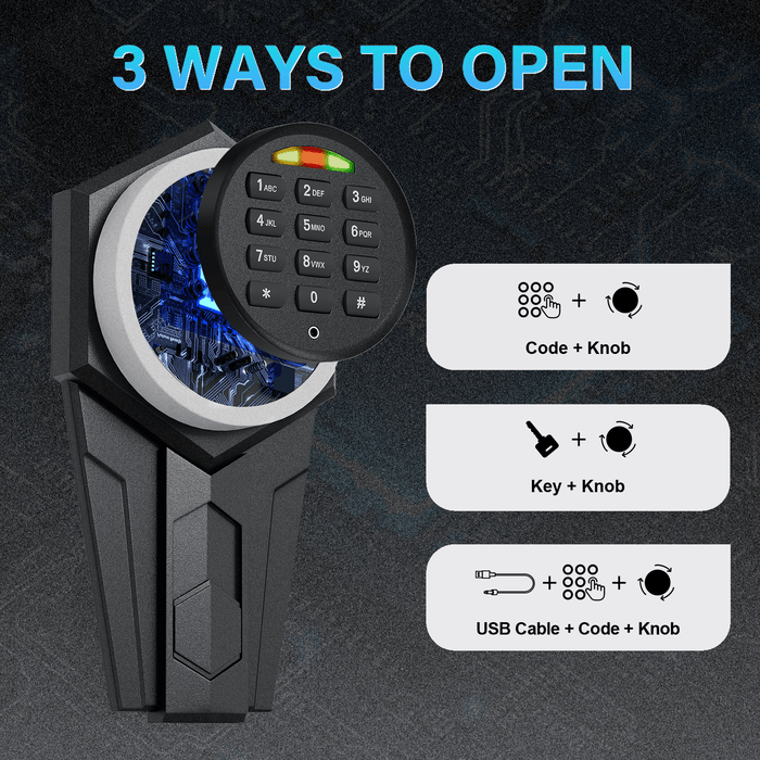 "High-Security Steel Rifle Cabinet - 3-4 Gun Capacity, Electronic Lock, Solid Bolts, Dual Alarms, LED Lighting, Silent Operation" - DTYStore