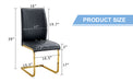 Luxury Simple Arch Chair - Set of 2 BLACK PU Material High Resilience Dining Chair with Arched Metal Gold Leg. - DTYStore