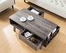 Antique Wooden Livingroom Coffee Table with Two Storage Drawers, Distressed Grey & Black - DTYStore