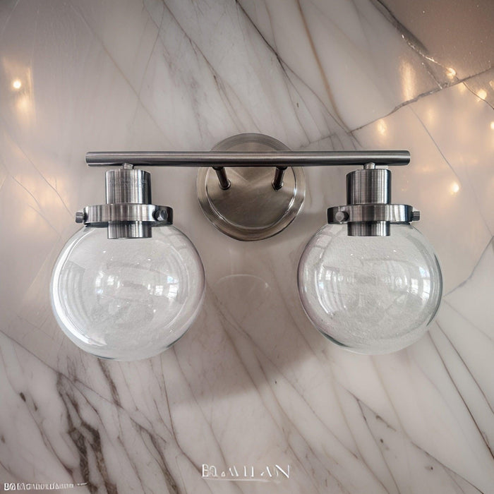 Bathroom Vanity Light Fixtures, 2-Light Black Wall Sconce Lighting Wall Lamp with Clear Glass Shade, Vintage Wall Mounted Lights Bathroom Lights for Mirror, Living Room, Bedroom, Hallway, Porch