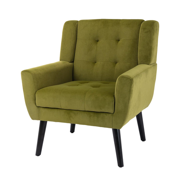 Modern Soft Velvet Material Ergonomics Accent Chair Living Room Chair Bedroom Chair Home Chair With Black Legs For Indoor Home - DTYStore
