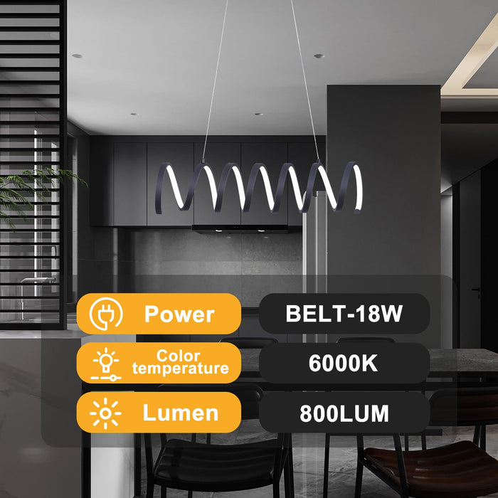 23"L X 6"H Spiral Loop Aluminum Integrated 14 W Led W/ Adjustable 47" - 12" Suspension Wire Modern Ceiling Pendant - DTYStore