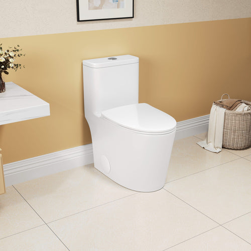 1.1/1.6 GPF Elongated Comfort Height Floor Mounted One-Piece Toilet ,  CUPC Certified, WaterSense Cetified, Ceramic, White Color, Soft Close Seat - Image 19
