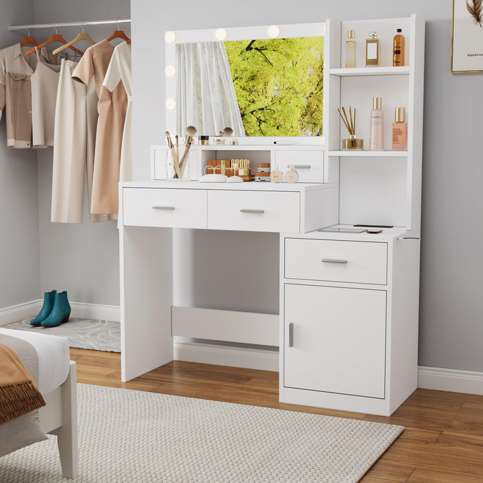 Newly designed smart mirror dressing table with drawers and storage cabinet, dressing table with dressing pad for bedroom, dressing room - DTYStore