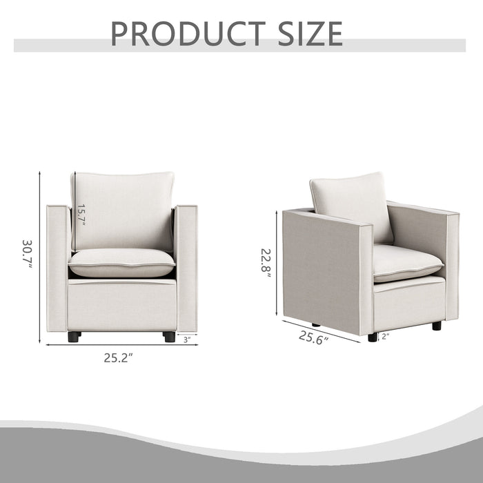 Decorative chairs, comfortable single sofa chairs in beige, soft and breathable seat cushions, soft cushioned armchairs, modern and comfortable sofa chairs in bedrooms/corners/reading rooms