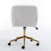 Furniture Office Chair,Artificial rabbit hair Home Office Chair with Golden Metal Base,Adjustable Desk Chair Swivel Office Chair,Vanity Chair(Beige) - DTYStore