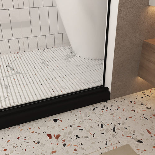 Frameless shower door 56-60 'W x 76' H, 1/4 '(6 mm) Clear Tempered Glass, Explosion Proof Film, Stainless Steel Handle, Matte Black - Image 12