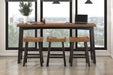 Transitional Design Counter Height Stools Set of 2pcs, Black and Brown Finish Solid Rubberwood Furniture - DTYStore