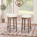 AGODY Bar Stools Set of 2, 26' Counter Height, 360° Swivel Wooden Barstool with Fabric Upholstered Seat, LIGHT OAK Finish, Stylish Accent for Kitchen, Dining, and Living Room - DTYStore