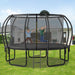 12FT Trampoline for Kids with Upgraded ArcPole and Composite TopLoop for Safety Enclosure, Plus Basketball Board and 10 Ground Stakes, Outdoor Recreational Playset Balance Physical Training Trampoline - DTYStore
