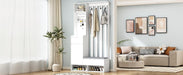 Contemporary 39.3''Wx70.8''H Hall Tree Storage with Cushioned Storage Bench, Multifunctional Hallway Shoe Cabinet with Pegboard, Modern Coat Rack with 4 Hooks for Entryway, Mudroom, White - DTYStore