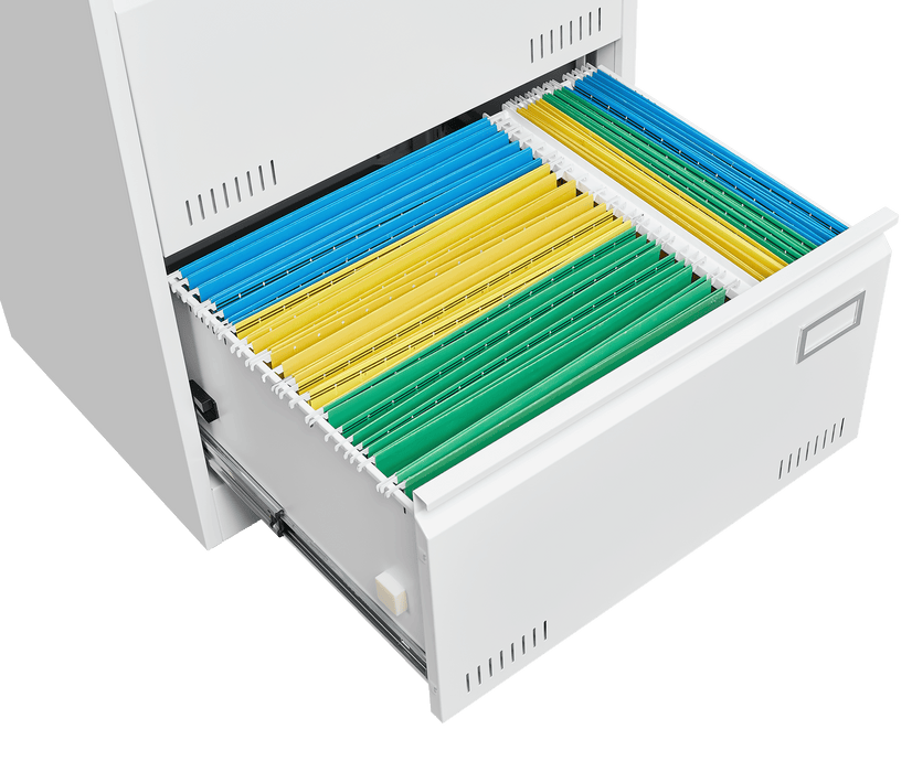 Filing Cabinet Lateral File Cabinet 2 Drawer, White Filing Cabinets with Lock, Locking Metal File Cabinets Three Drawer Office Cabinet for Legal/Letter/A4/F4 Home Offic - DTYStore
