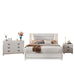 3-Pieces Bedroom Sets Queen Size Upholstered Bed with LED Lights, Nightstands and Dresser with Metal Handles and Sparkling Shiny Decoration, White - DTYStore