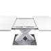 Modern Square Dining Table, Stretchable, White Table Top+MDF X-Shape Table Leg with Metal Base - DTYStore