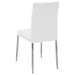 Set of 4 Leatherette Upholstered Dining Chairs, White and Chrome - DTYStore