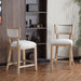 26.5' Counter Stools Set of 2, Upholstered Counter Height Bar Stools with Comfy Back, Solid Rubber Wood Frame, Backrest, Footrest, Armless Barstools for Home Bar, Kitchen Counter, Beige & Natural - DTYStore