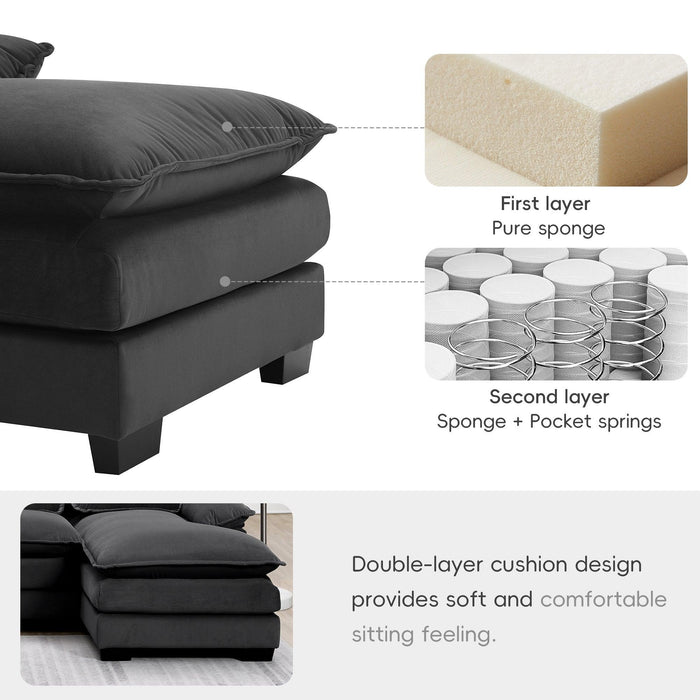 Modern U-shaped Sectional Sofa with Waist Pillows, Sleeper Couch with Chaise Lounge,6-seat Upholstered Symmetrical Sofa - DTYStore