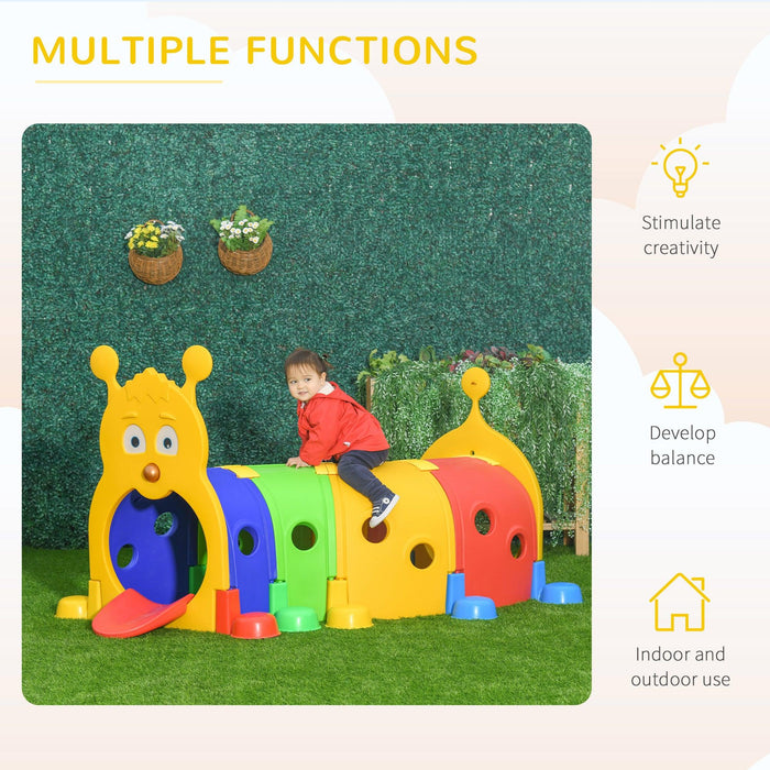 Caterpillar Tunnel for Kids, Outdoor Indoor Climb and Crawl Through, Play Equipment for Toddler 3-6, 4 Sections, for Daycare, Preschool, Playground, Multicolor