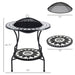 30" Outdoor Fire Pit Dining Table, 3-in-1 Round Wood Burning Fire Pit Bowl, Patio Ice Bucket with Storage Shelf, Spark Screen Cover for BBQ, Bonfire, Camping, Mosaic - DTYStore