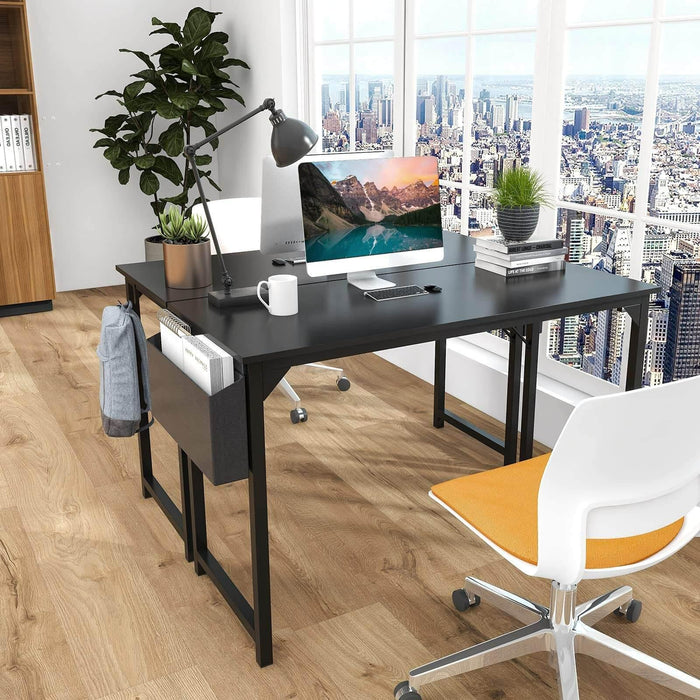 Modern Simple Style Wooden Work Office Desks with Storage,47 Inch,Black - DTYStore
