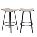 Counter Height Bar Stools Backless Handwoven Kitchen Dining Chairs with Round Footrest Set of 2 PVC Weaving Pub Stool for Indoor & Outdoor (Black & Creamy White) - DTYStore