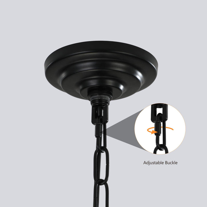 8-Lights Black Lantern Tiered Pendant Light Fixtures, Industrial Farmhouse Hanging Chandelier (No Bulbs)