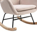 Velvet Fabric Padded Seat Rocking Chair with High Backrest and Armrests