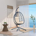 Egg Chair with Stand Indoor Outdoor Swing Chair Patio Wicker Hanging Egg Chair Hanging Basket Chair Hammock Chair with Stand for Bedroom Living Room Balcony - DTYStore