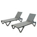Patio Chaise Lounge Outdoor Aluminum Polypropylene Chair with Adjustable Backrest, Poolside Sunbathing Chair for Beach,Yard,Balcony (Gray, 2 Lounge Chairs) - DTYStore