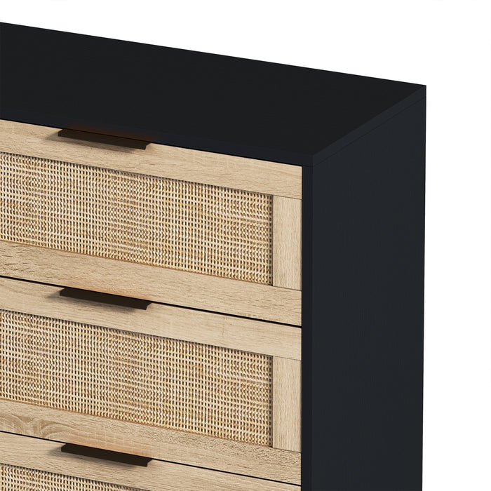 43.31"6-Drawers Rattan Storage Cabinet Rattan Drawer,for Bedroom,Living Room,Black - DTYStore