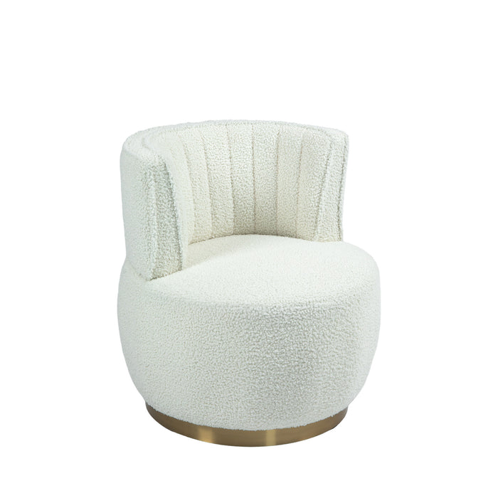 COOLMORE 360 Degree Swivel Cuddle Barrel Accent Sofa Chairs, Round Armchairs with Wide Upholstered, Teddy Fabric Chair for Living Room, Bedroom, Office, Waiting Rooms