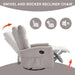 Manual Recliner Chair with Rocker and Swivel in Fabric for Living Room, Khaki