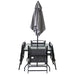 Outdoor Patio Dining Set for 4 People, Metal Patio Furniture Table and Chair Set with Umbrella, Black - DTYStore