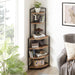 6-Tier Corner Open Shelf Modern Bookcase Wood Rack Freestanding Shelving Unit,Plant Album Trinket Sturdy Stand Small Bookshelf Space-Saving for Living Room Home Office Kitchen Small Space Rustic Brown - DTYStore